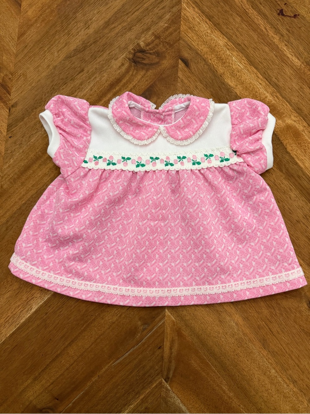 Vintage Baby Dress Pink Lace Collar 3–6M Est